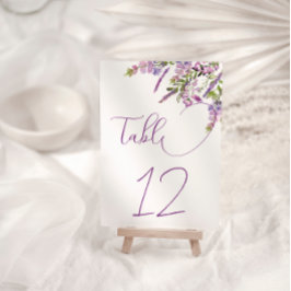 エレガントなパープル ライラック フローラル ウェディング テーブル ナンバー テーブルナンバー