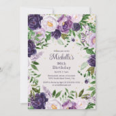 エレガントなパープル ラベンダー 花 90歳の誕生日 招待状 (正面)