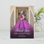 エレガントなパープル 15歳の誕生日 クイーンセニョーラ サンキューカード (スタンド正面)