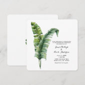 エレガントなパームリーフのトロピカル シンプルウェディング 招待状 (正面/裏面)