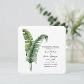 エレガントなパームリーフのトロピカル シンプルウェディング 招待状 (スタンド正面)