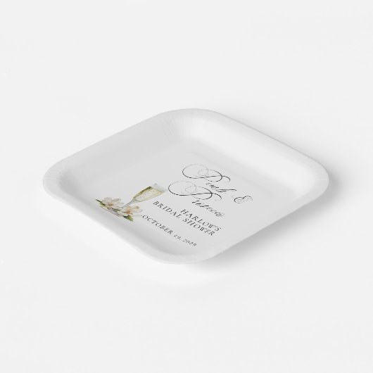 エレガントなパールとプロセッコのブライズシャワー ペーパープレート (傾斜あり)