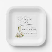 エレガントなパールとプロセッコのブライズシャワー ペーパープレート (正面)