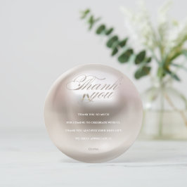 エレガントなパールとプロセッコのブライダルシャワー サンキューカード