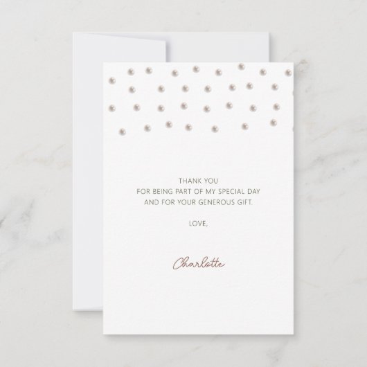エレガントなパールとプロセッコのブライダルシャワー サンキューカード (裏面)