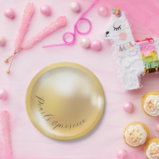 エレガントなパールとプロセッコのブライダルシャワー ペーパープレート (パーティー)