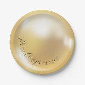 エレガントなパールとプロセッコのブライダルシャワー ペーパープレート (正面)