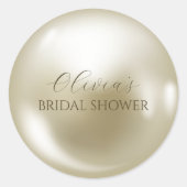 エレガントなパールとプロセッコのブライダルシャワー ラウンドシール (正面)