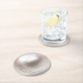 エレガントなパールとプロセッコのブライダルシャワー ラウンドペーパーコースター