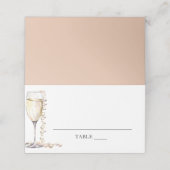 エレガントなパールとプロセッコの折り畳まれたプレースカード プレイスカード (外部開封)