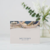 エレガントなパールと貝殻のビーチ セーブ・ザ・デート 案内ポストカード (スタンド正面)