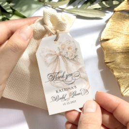 エレガントなパールのリボンの結婚式二次会ギフトタグ ギフトタグ