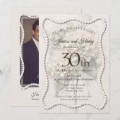 エレガントなパールの結婚30周年記念写真 招待状 (正面/裏面)