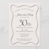 エレガントなパールの結婚30周年記念写真 招待状 (正面)