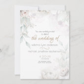 エレガントなパールピンクのコーラルとホワイトのピーオニー 招待状 (正面)