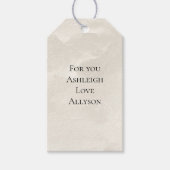 エレガントなパールホワイトの輝く結婚式 ブライダルシャワー ギフトタグ (正面)