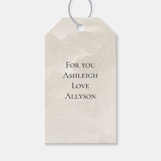 エレガントなパールホワイトの輝く結婚式 ブライダルシャワー ギフトタグ (正面)