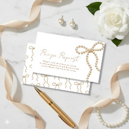 エレガントなパールボウ ブライダルシャワー レシピリクエスト エンクロージャーカード