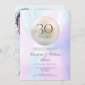 エレガントなパール写真 30周年記念 招待状 (正面/裏面)