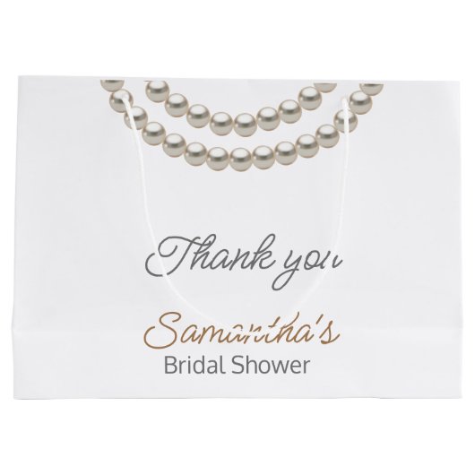 エレガントなパール ネックレス ブライダル シャワー ラージペーパーバッグ (裏面)