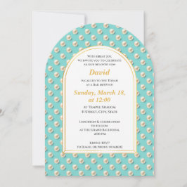 エレガントなパール バー ミッツヴァ 招待状