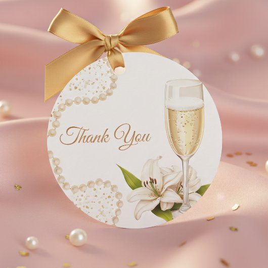 エレガントなパール＆プロセッコ ブライダルシャワーフェイバータグ フェイバータグ