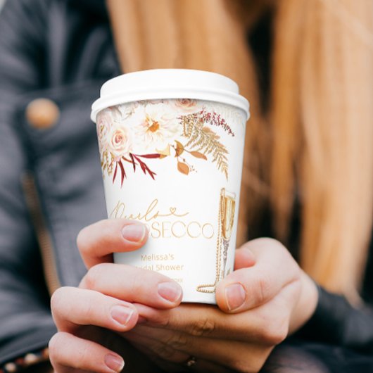 エレガントなパール＆プロセッコ ブライダルシャワー 紙コップ