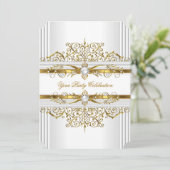 エレガントなパール ホワイトゴールド エレガントな誕生日パーティー 招待状 (スタンド正面)