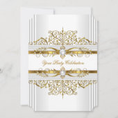 エレガントなパール ホワイトゴールド エレガントな誕生日パーティー 招待状 (正面)