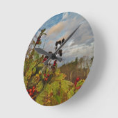 エレガントなヒイラギのクリスマス、 ラウンド壁時計 (傾斜)