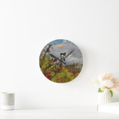 エレガントなヒイラギのクリスマス、 ラウンド壁時計 (ホーム)