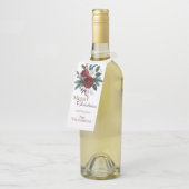 エレガントなヒイラギの果実の赤い緑の花のクリスマス ボトルネックタグ (アングル)