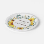 エレガントなヒマワリの夏の花柄の庭園の結婚式 ペーパープレート (アングル)