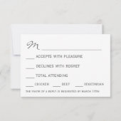 エレガントなヒマワリRSVP 出欠カード (裏面)