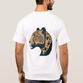 エレガントなヒョウのミニマルロゴデザイン Tシャツ (裏面)