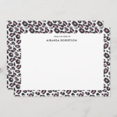 エレガントなヒョウパターン、ピンク、黒いメッセージカード ノートカード (正面/裏面)