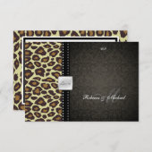 エレガントなヒョウ/ダマスク織RSVPカード 出欠カード (正面/裏面)