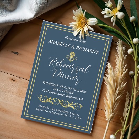 エレガントなビクトリアンスタイルのリハーサルディナー 招待状