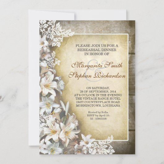 エレガントなビクトリアンリハーサルディナー招待状 招待状 (正面)