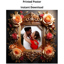 エレガントなビクトリアン写真フレーム 3Dローズ付き