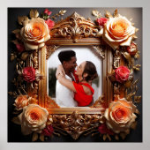 エレガントなビクトリアン写真フレーム 3Dローズ付き ポスター (正面)