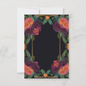 エレガントなビクトリアン気質のダークピンク・マゼンタの花  招待状 (裏面)