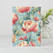 エレガントなビクトリアン スタイルの花モチーフ 牡丹とチューリップ 招待状 (スタンド正面)