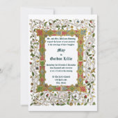 エレガントなビクトリア時代 1883 年 中世スタイルの結婚式 招待状 (正面)