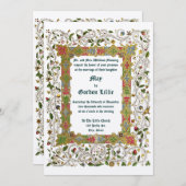 エレガントなビクトリア時代 1883 年 中世スタイルの結婚式 招待状 (正面/裏面)