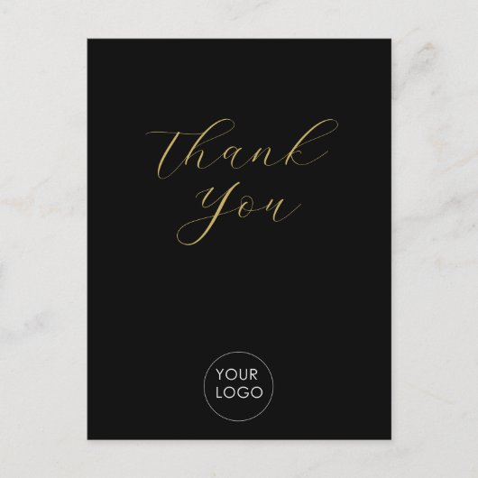 エレガントなビジネスロゴスクリプトありがとうブラック ポストカード (正面)