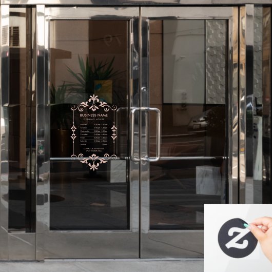 エレガントなビジネス営業時間ローズウィンドウクリング ウィンドウサイン (オフィスドア)