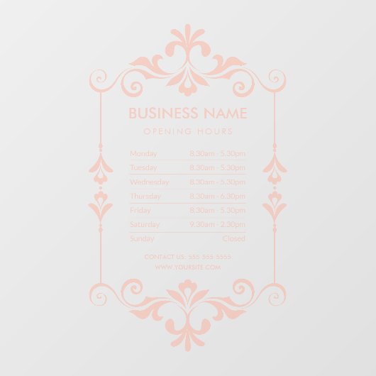 エレガントなビジネス営業時間ローズウィンドウクリング ウィンドウサイン (シート)