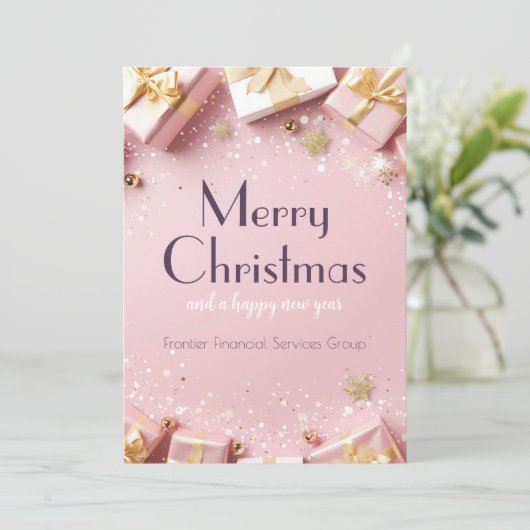 エレガントなビジネス コーポレート クリスマス ホリデー カード (スタンド正面)