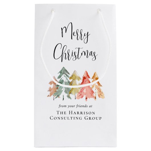 エレガントなビジネス メリークリスマス ホリデー スモールペーパーバッグ (裏面)